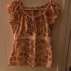 No Boundaries Peach Floral Blouse